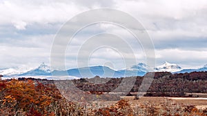 Autumn in Patagonia. Cordillera Darwin in Argentina photo