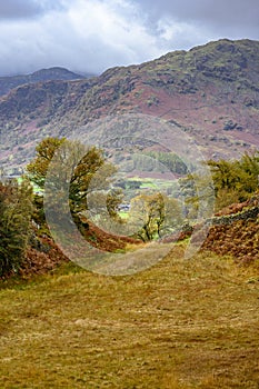 Autumn path to Borrowdale valley