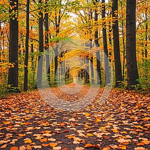 Autumn Pathway in the Forest