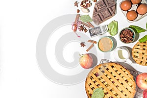 Autumn pie and cakes baking background