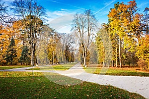 Autumn in Piestany Slovakia â€“ park, historical building, col