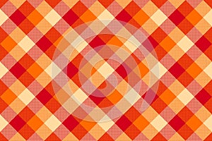 Autumn Plaid patten background. Vector fall checkered red, orange and yellow plaid textured background. Traditional diagonal