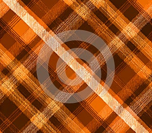 Autumn Plaid Texture Warm Brown and Orange Diagonal Pattern Background