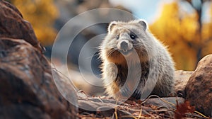 Autumn Polar Bear: A Cinema4d Render Of A Small Bear On Spiky Mounds