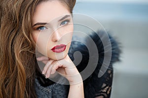 Autumn portrait of the beautiful woman