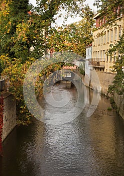 Autumn in Prague, Chertovka river, Kampa Island.