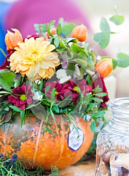 Autumn pumpkin floral arrangement