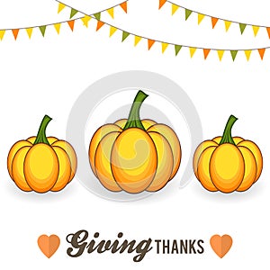 Autumn pumpkins and buntings thanksgiving design photo