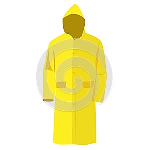 Autumn. Raincoat yellow icon, Flat design of rain coat clothing with round shadow, vector illustration
