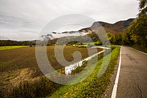 Autumn rainy day in La Garrotxa, Spain