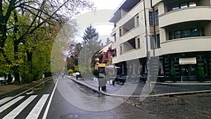 Autumn rainy walkway, walking area,cyclepath