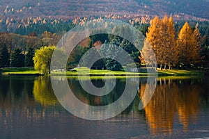 Autumn with Reflecions in Lake