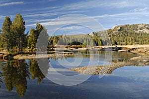 Autumn reflections at Tuolumne River in Yosemite