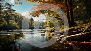 Autumn River: A Vray Tracing Fine Art Photography Masterpiece