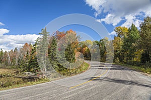 Autumn Road and Fall Colour - Ontario, Canada