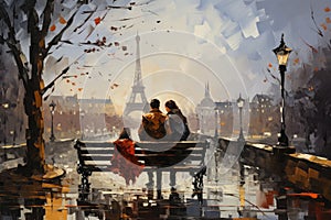 Autumn Romance by the Eiffel Tower