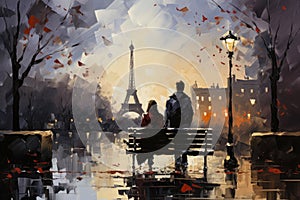 Autumn Romance by the Eiffel Tower