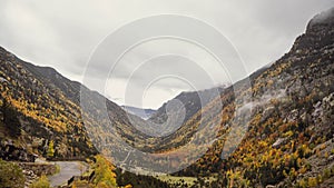The Autumn's Brightness on the Pyrenees mountains in Catalonia, Spain photo
