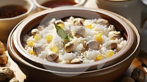 Autumn\'s Delight. The Warm and Nutty Fusion of Chestnut Rice on a Chilly Evening. Generative AI