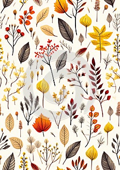 Autumn\'s Golden Tapestry: A Coherent Blend of Leaves, Flowers, a