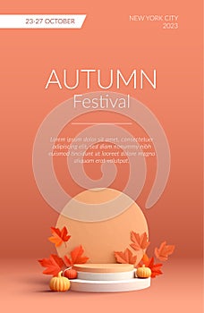 Autumn sale background with advertising showcase