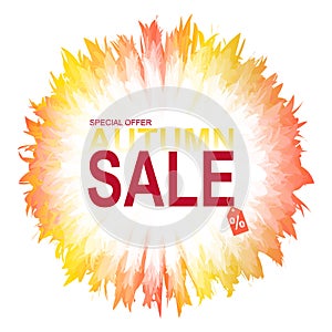 Autumn sale banner with abstract colorful splashes