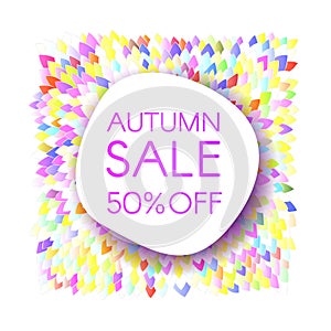 Autumn sale banner with a bunch of brightly colored leaves