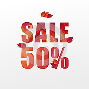 Autumn sale banner layout decorate with maple leaves. Fall background for shopping sale or promo poster and marketing leaflet or