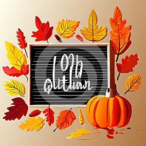 Autumn sale banner with pumpkins and autumn leaves. Vector illustration AI Generated