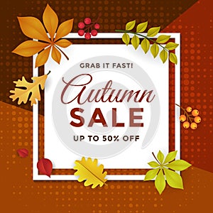 Autumn Sale with Discount Poster Template Design