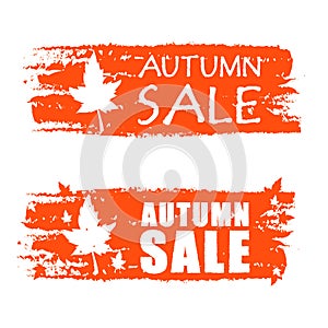 Autumn sale drawn banners with fall leaf