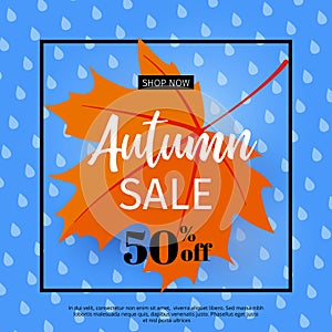 Autumn sale. Fall sale design. Can be used for flyers, banners or posters. Vector illustration with colorful autumn