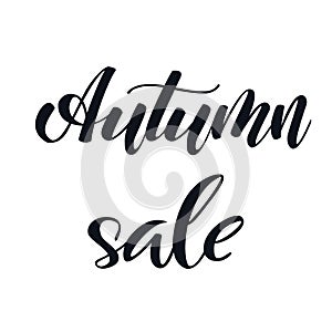 Autumn Sale hand lettering phrase. Black and white