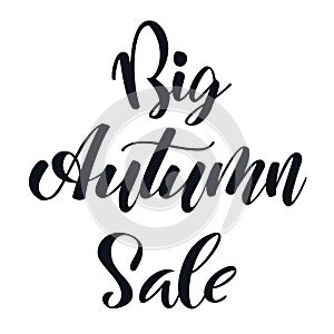 Autumn Sale hand lettering phrase. Black and white