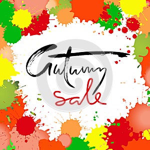 Autumn Sale inscription for banners, season sale posters, discount tags.