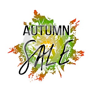 Autumn sale lettering with maple leaf