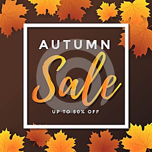 Autumn Sale Poster with Maple Leaves Template Design