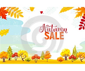 Autumn sale poster vector illustration