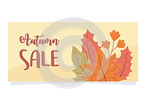 Autumn sale, season marketing promotion, shopping sale or promo poster