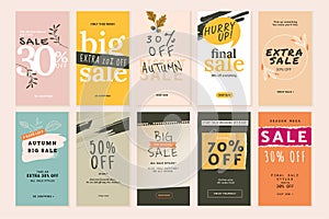 Autumn Sale. Set of mobile sale banners.