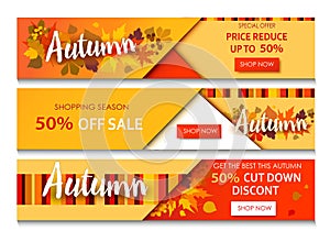 Autumn sale text banners for September