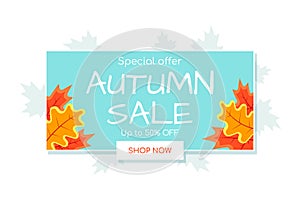 Autumn sale vector banner design. Vector illustration.