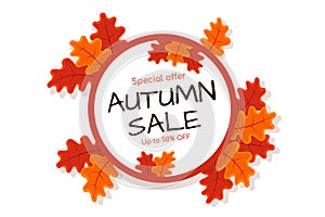 Autumn sale vector banner design. Vector illustration.