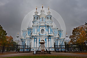 Autumn in Sankt-Petersburg. Smolny Cathedral view.