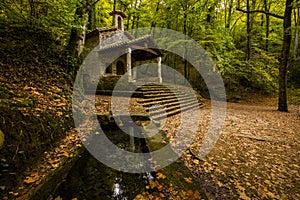 Autumn in Sant Marti del Corb church, La Garrotxa, Spain