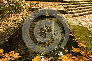 Autumn in Sant Marti del Corb church, La Garrotxa, Spain