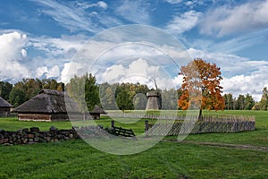 Countryside scene autumn landscape Rumsiskes Lithuania photo