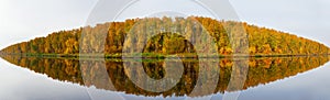 Autumn scene. Fall trees with reflection in a lake