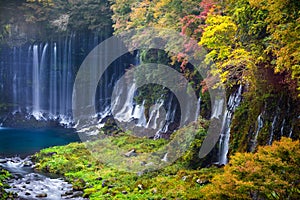 Autumn scene of Shiraito waterfall photo