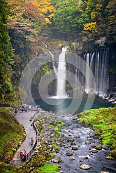 Autumn scene of Shiraito waterfall